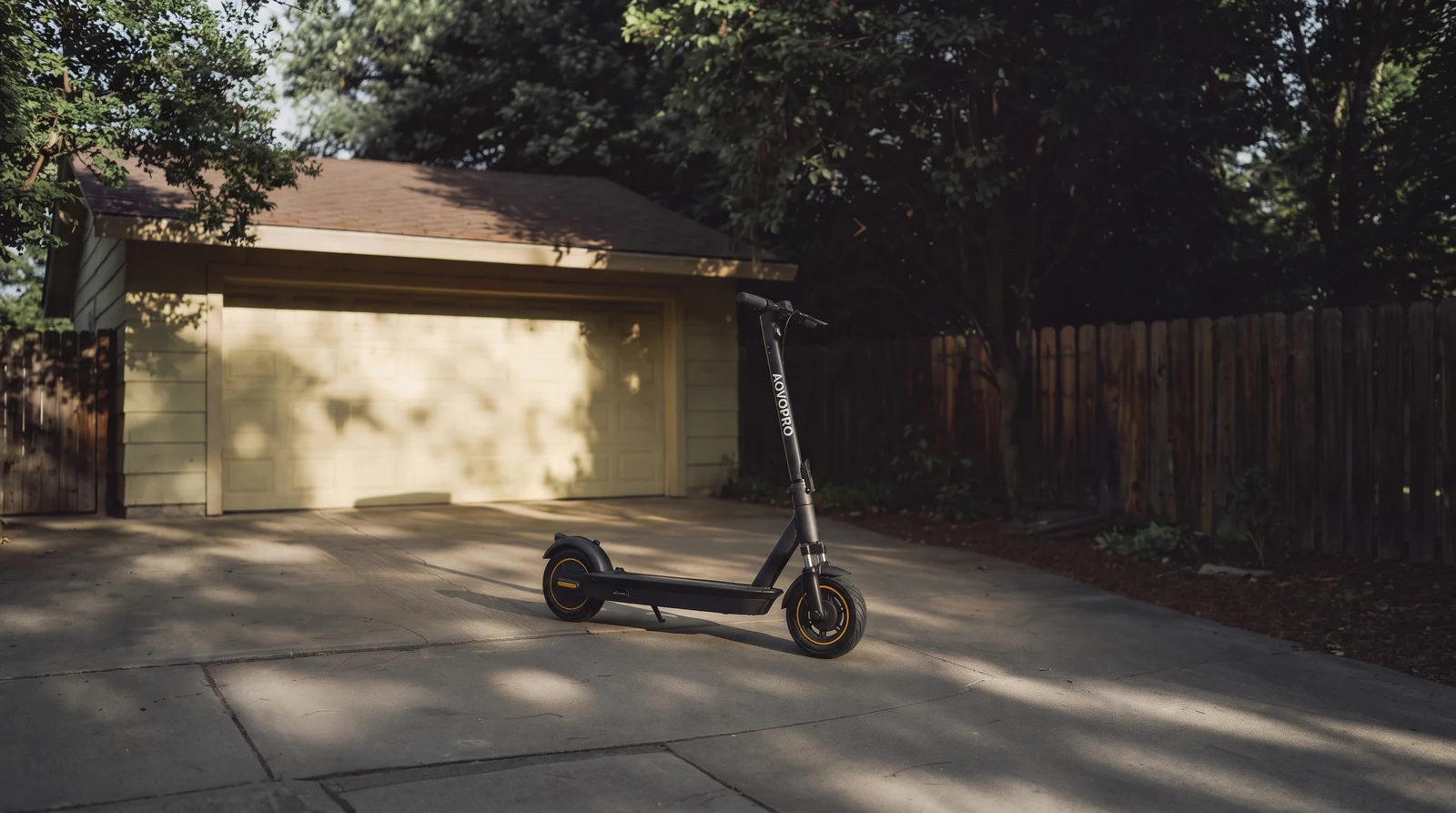 AOVOPRO electric scooter on a private driveway