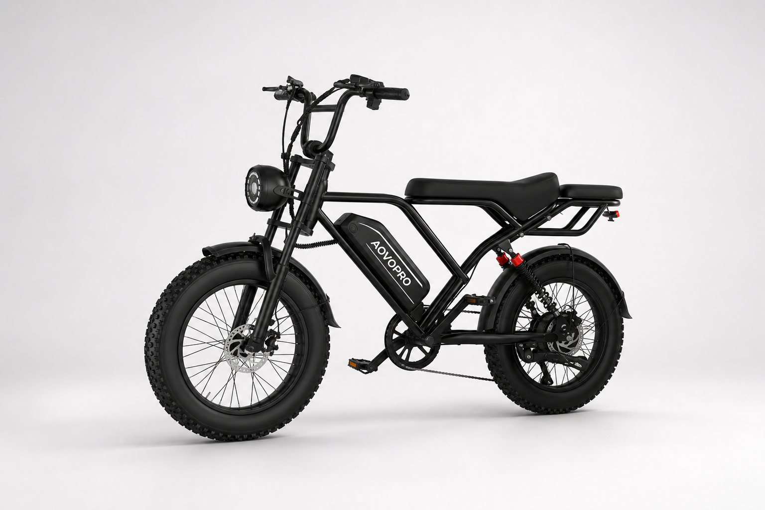 AOVOPRO 20 inch electric bike with front and rear suspension, side view