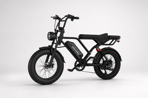 AOVOPRO 20 inch electric bike with front and rear suspension, side view