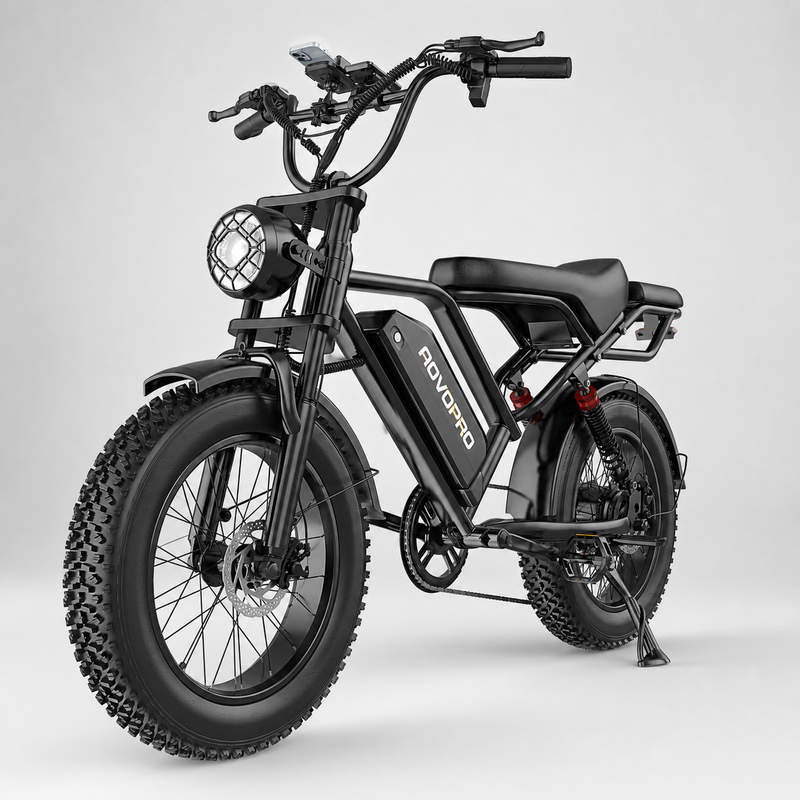 AOVOPRO AP20 electric mountain bike with fat tyres, side view