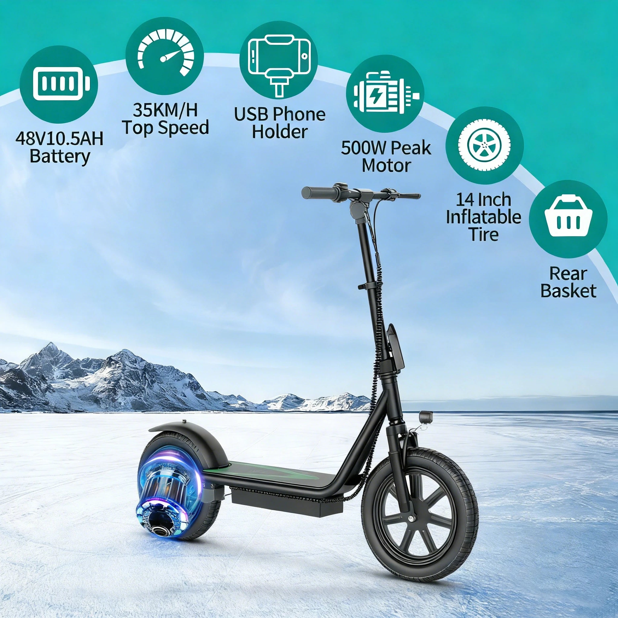 AOVOPRO 500W Seated Electric Scooter - 14"