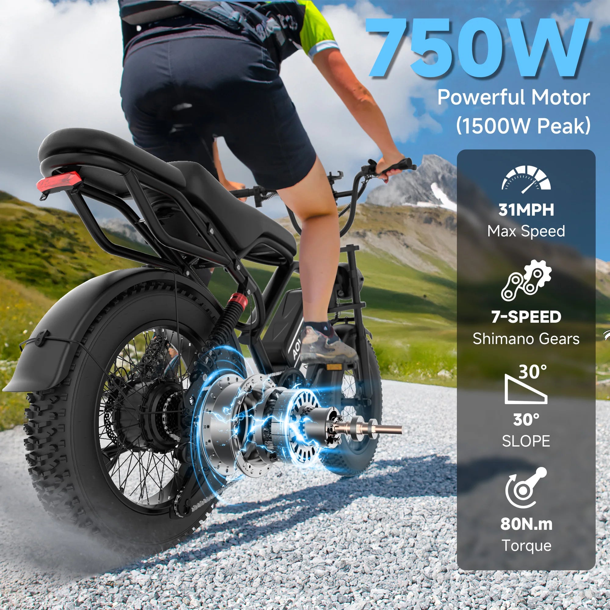 AOVOPRO 20" Electric Bike - 250W Dual Suspension