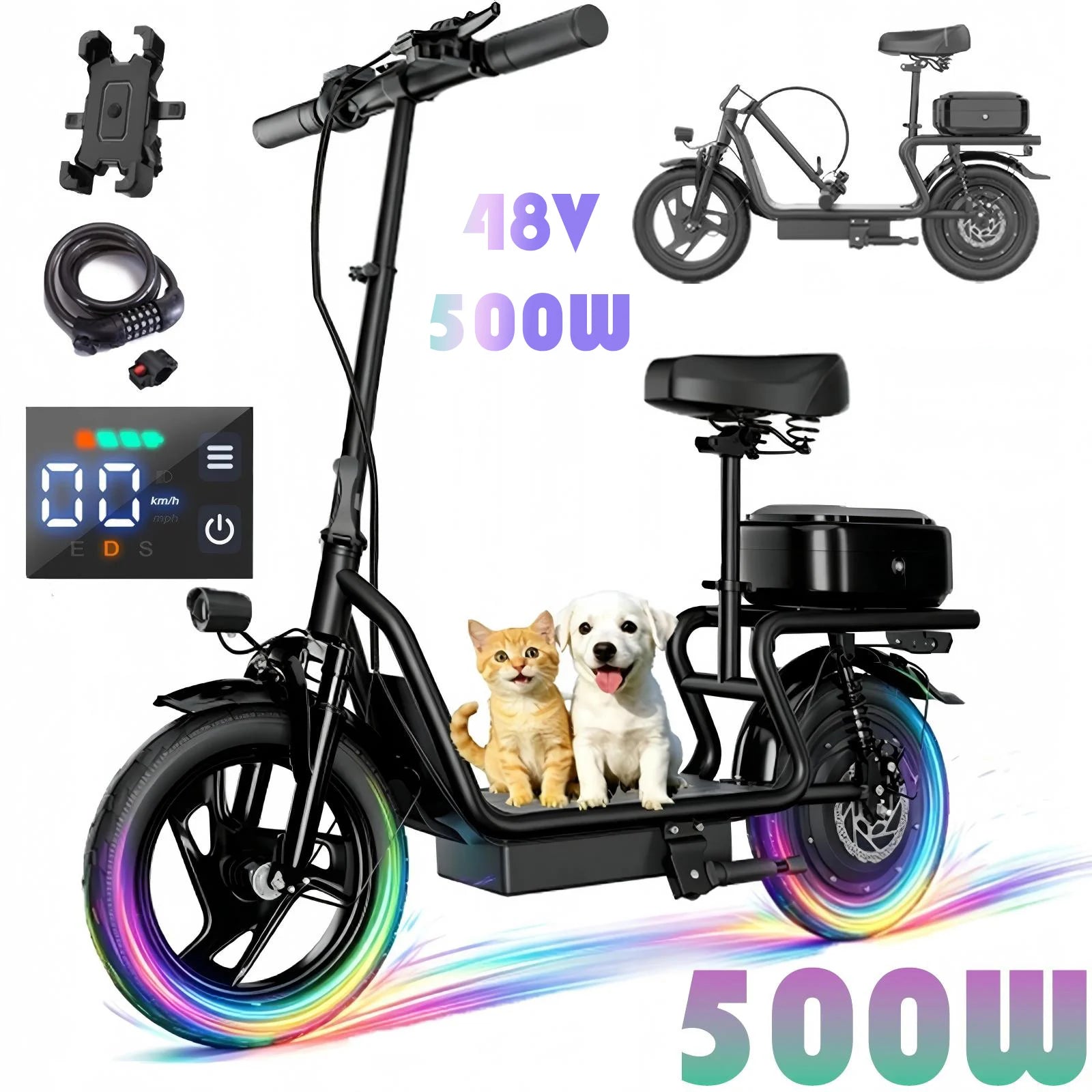 AOVOPRO H1L Seated Electric Scooter - 500W