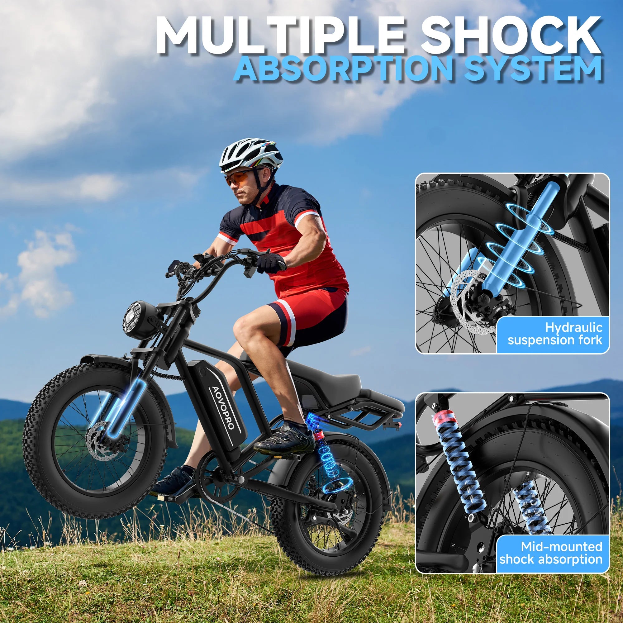 AOVOPRO 20" Electric Bike - 250W Dual Suspension