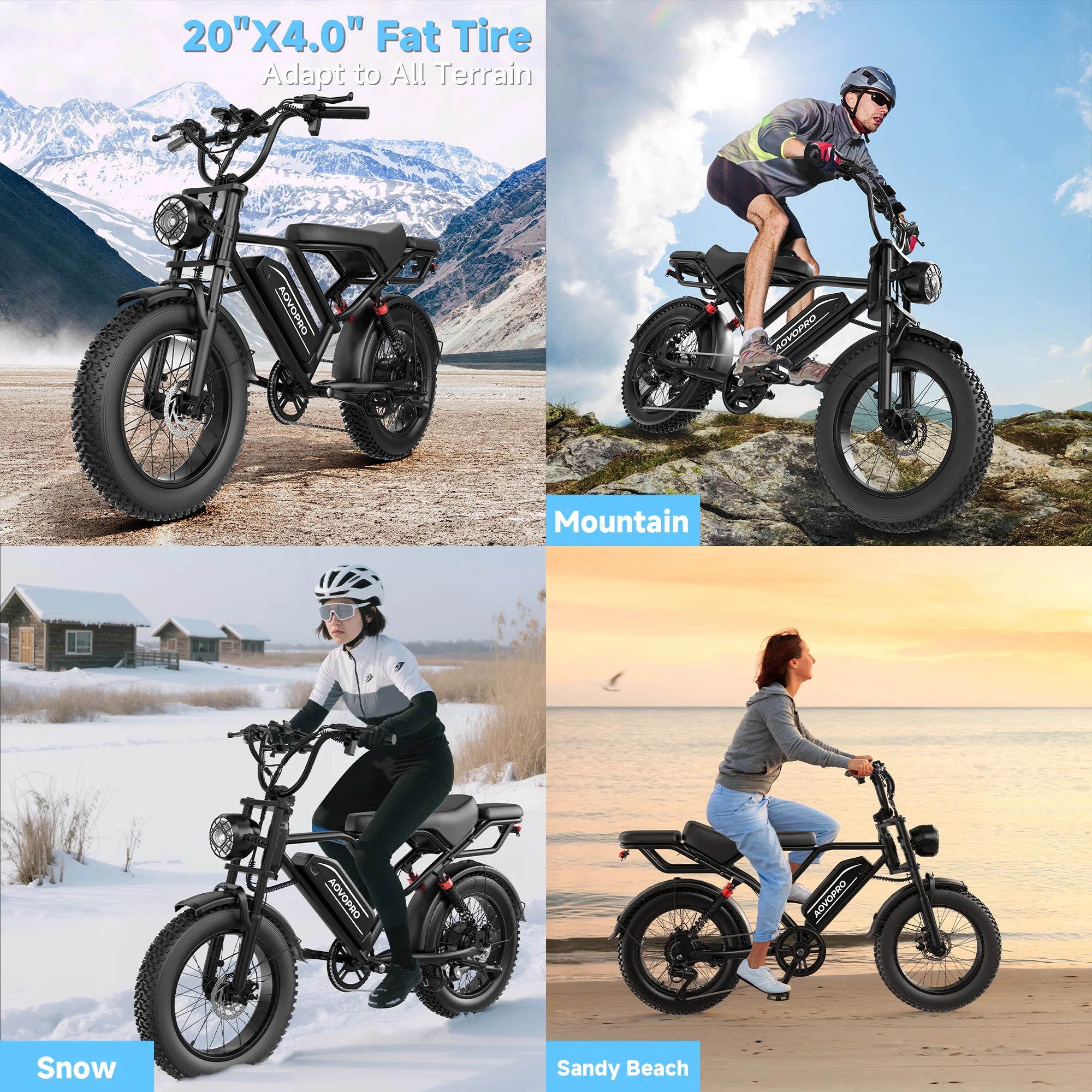 AOVOPRO 20" Electric Bike - 250W Dual Suspension