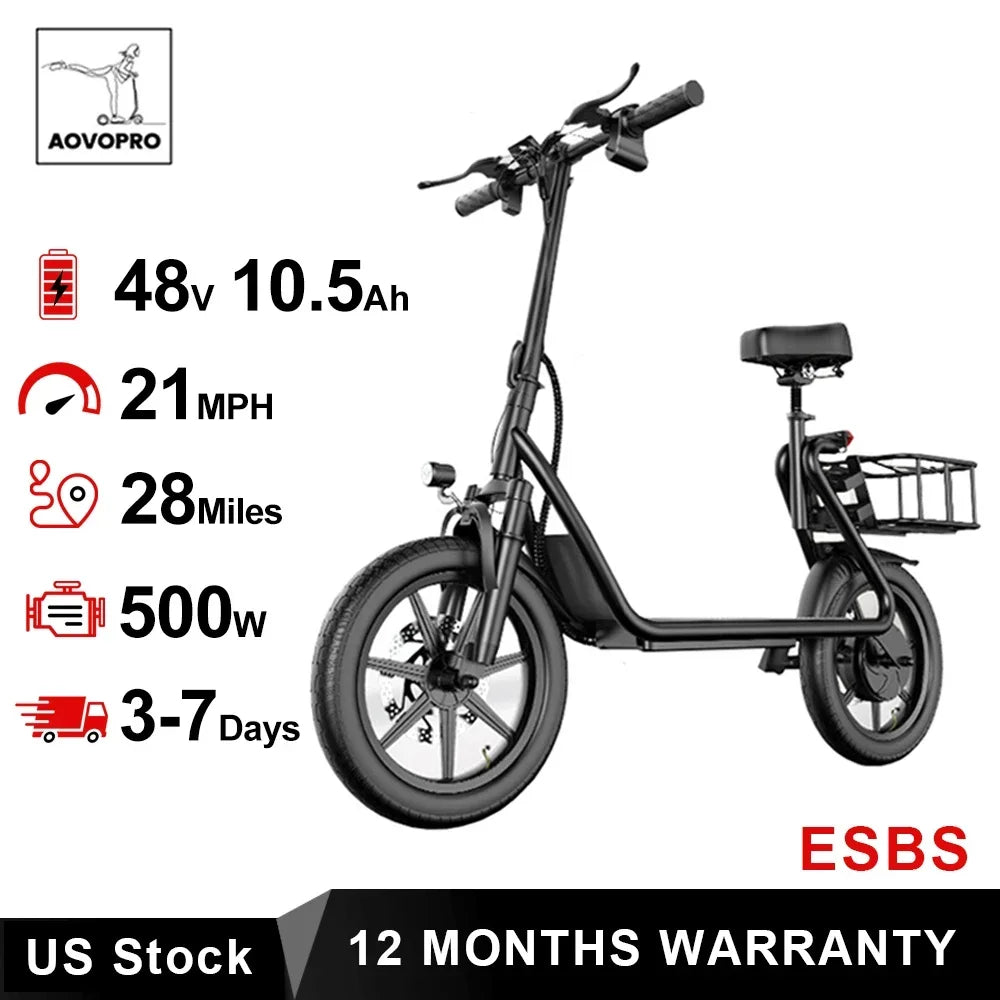 AOVOPRO ESBS Electric Bike - 500W Foldable