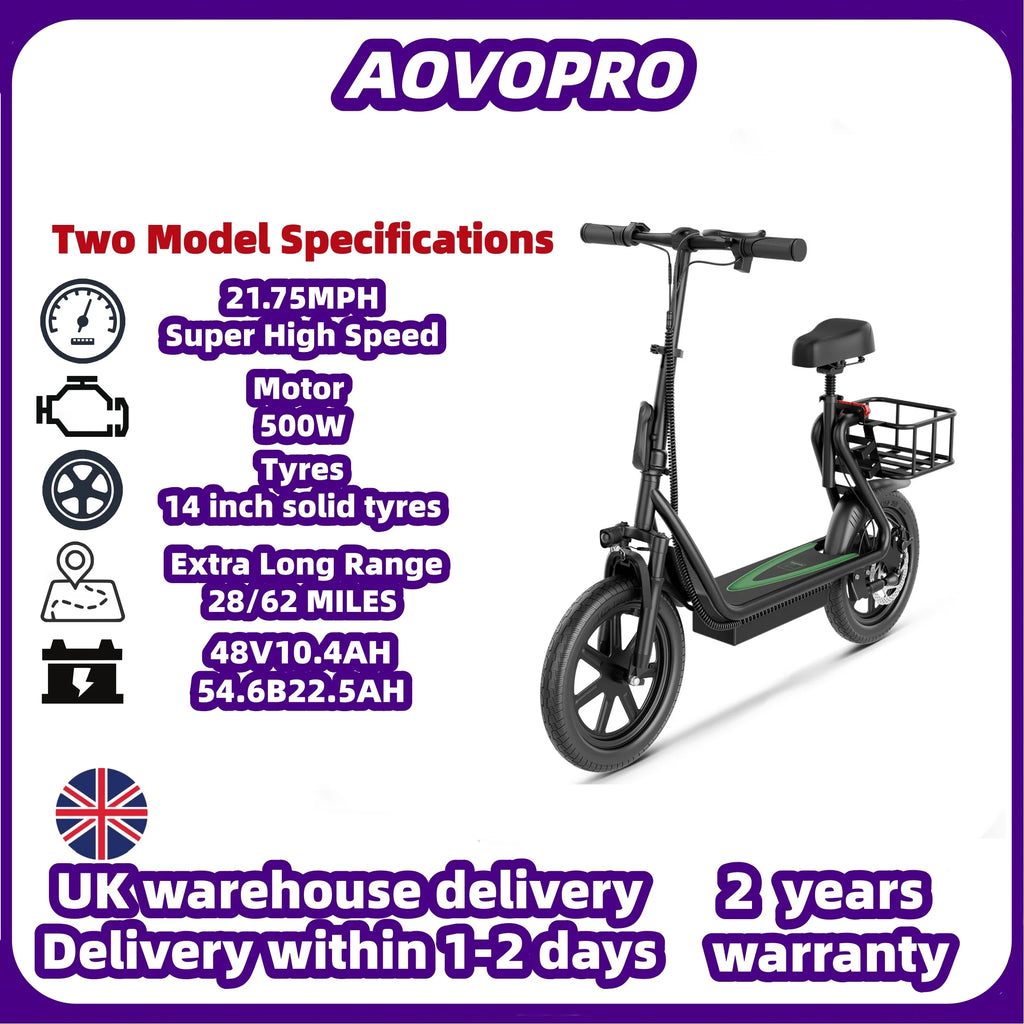 AOVOPRO 500W Seated Electric Scooter - 14"