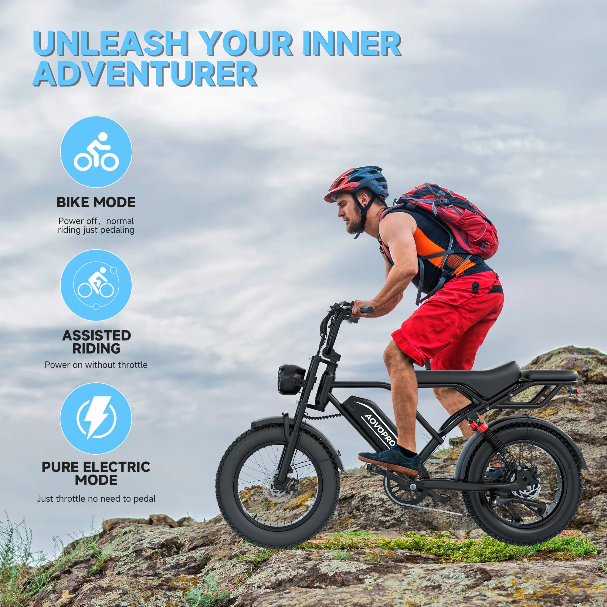 AOVOPRO 20" Electric Bike - 250W Dual Suspension