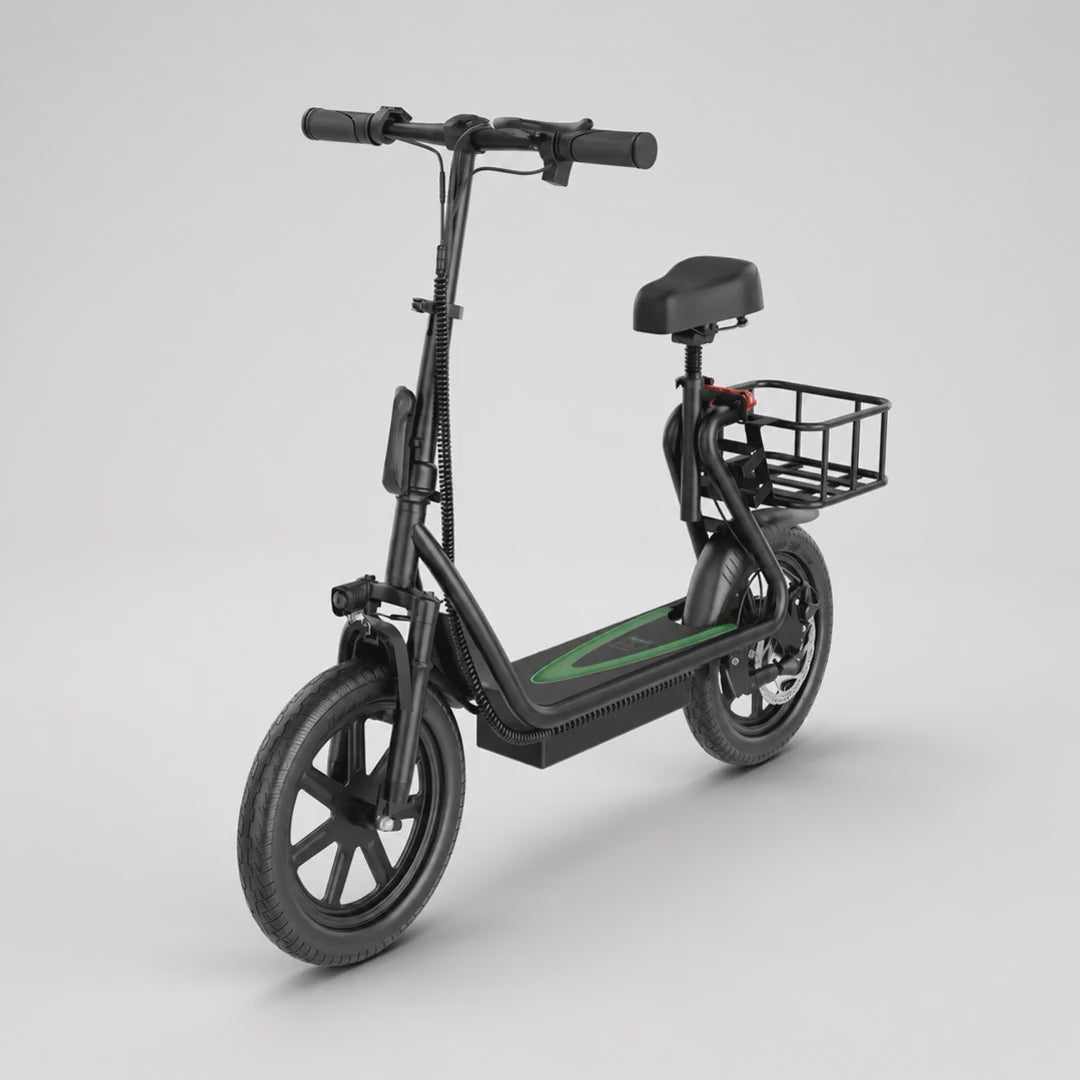 AOVOPRO product video for AOVOPRO 500W Electric Scooter 28/62-Mile Range 21.75mph 14-inch Tires Free Seat and Basket Included Electric Folding Scooter