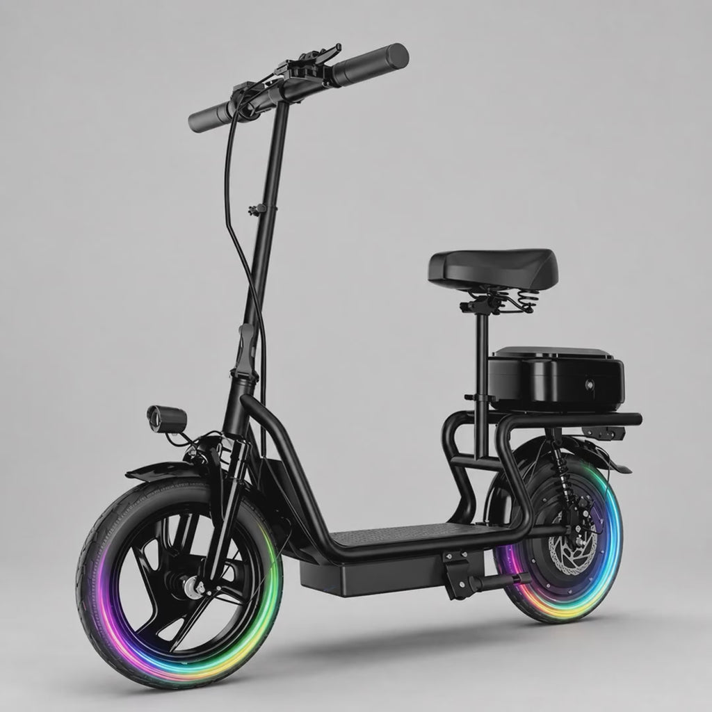 AOVOPRO product video for AOVOPRO HEADEER H1L 14-inch Tire E-Scooter 500W Motor 48V 10.4AH Battery Folding Commuter Electric Scooter with Seats Max Range 21-27miles Max Load-bearing Capacity 120KG