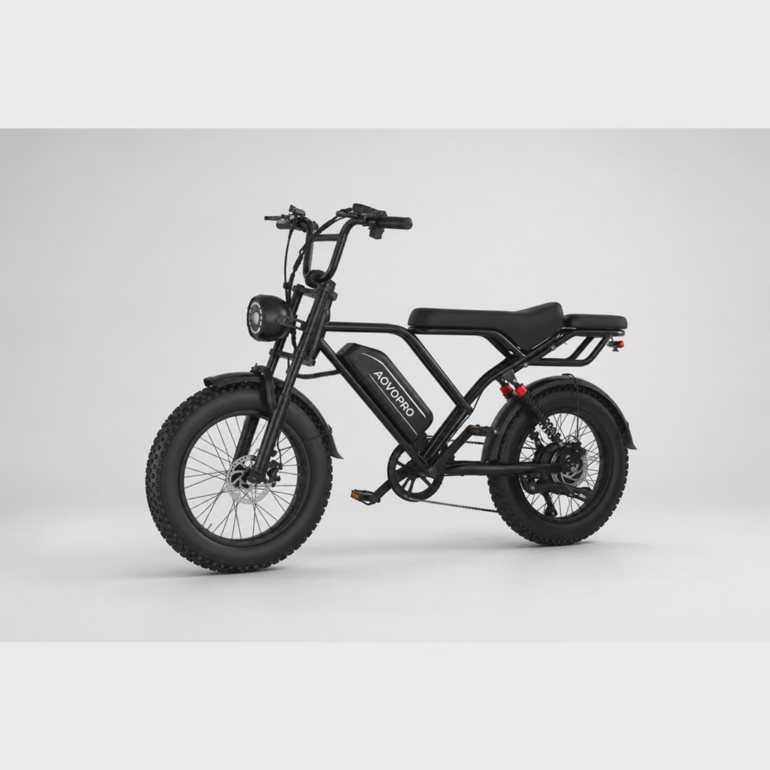 AOVOPRO product video for AOVOPRO Electric Bicycle 20inch Wide Tires 250W Motor 48V15.6Ah Speed 25km/h Suitable for Various Terrain up to 80km Battery