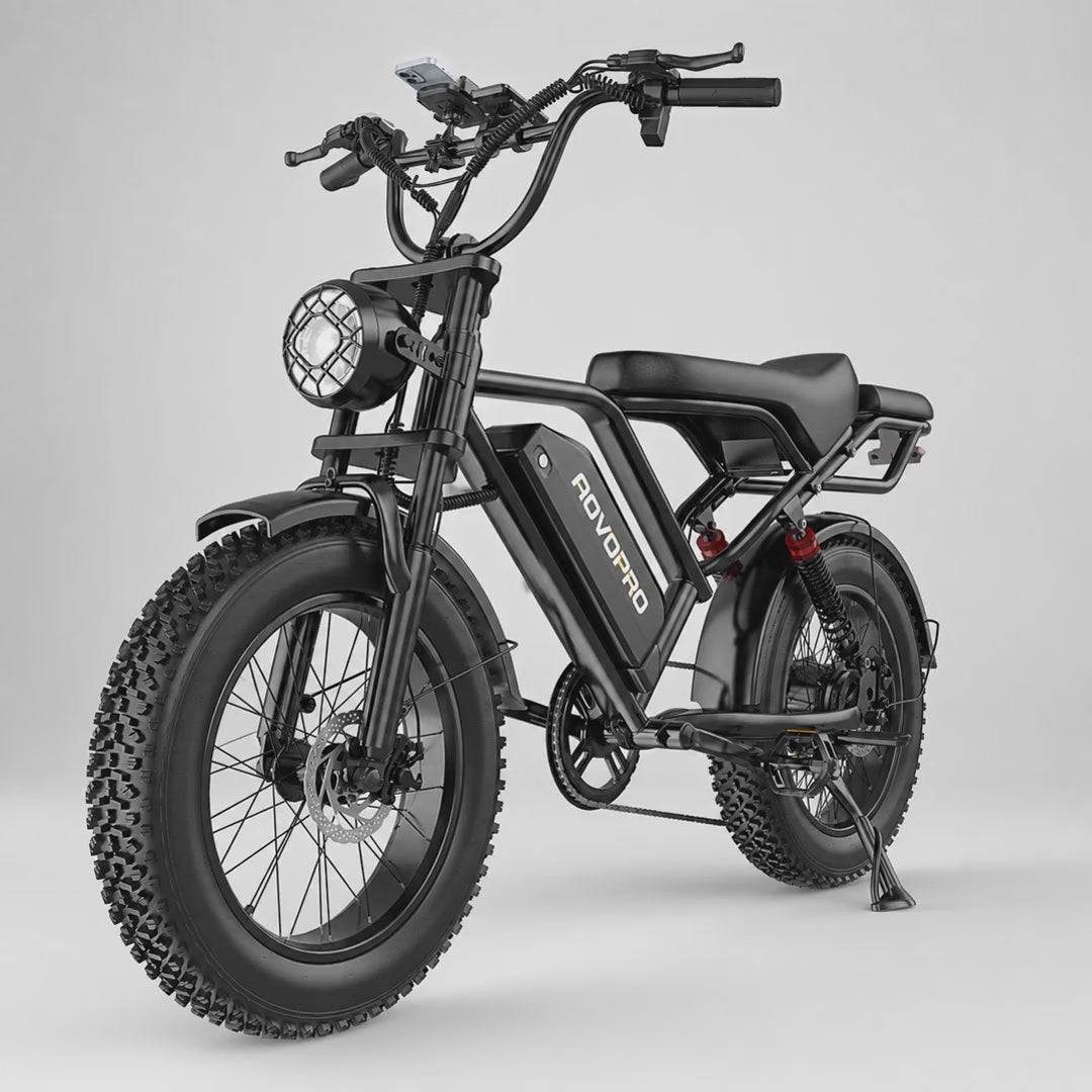 AOVOPRO product video for AOVOPRO AP20 Electric Bicycle 750W Brushless Motor 48V 15.6Ah Removable Battery 20 Inch Fat Tires 31MPH Max Speed 50 Miles Range Full Suspension E-Bike with Disc Brakes for Mountain Off-Road