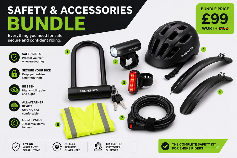 Safety & Accessories Bundle | E-Bike Helmet, Lock, Lights & Mudguards product image